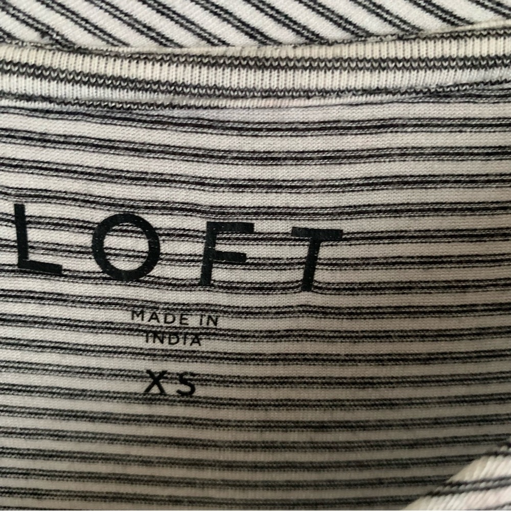 LOFT Striped Black & White Peplum Top - Picture 3 of 6